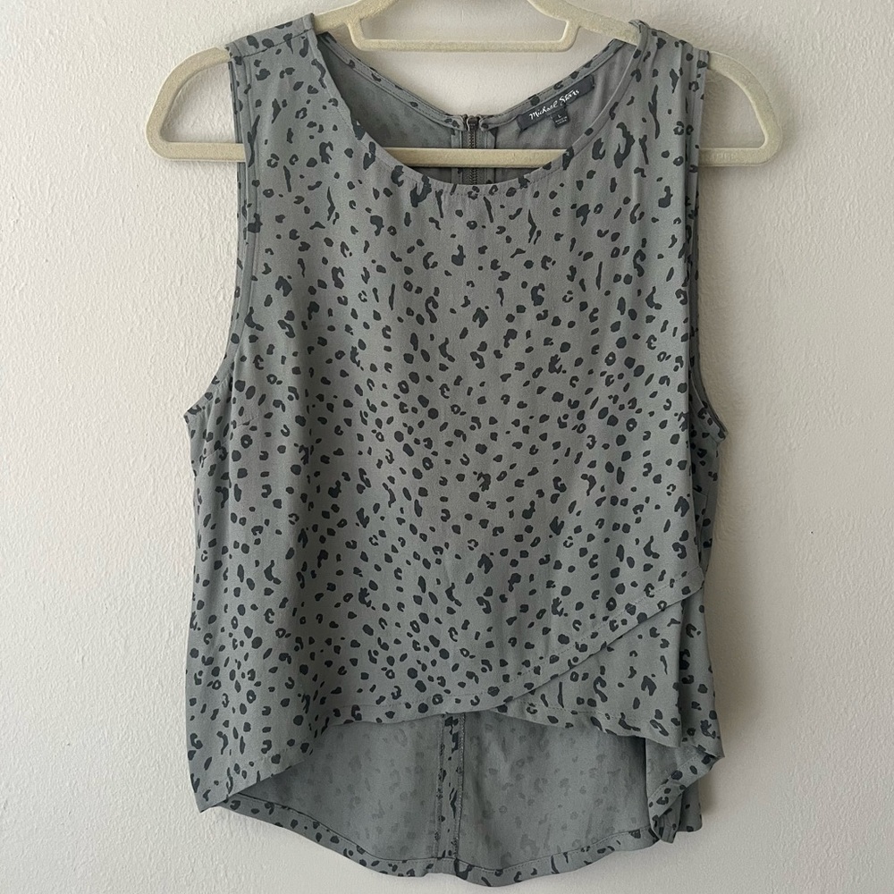 Michael Stars moss green leopard print tank top.